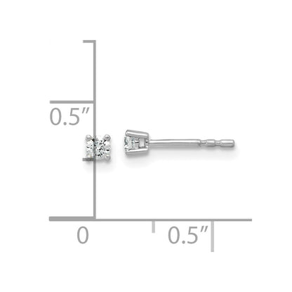 14k White Gold 1/10 carat Lab Grown Diamond VS/SI+ G+ Round Complete Four Prong Heavyweight Stud Earrings