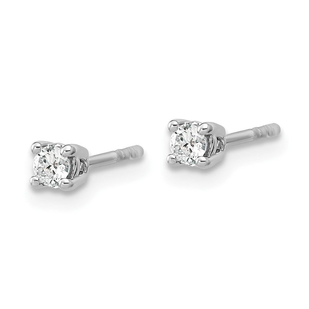 14k White Gold 1/6 carat Lab Grown Diamond VS+ F+ Round Complete Four Prong Heavyweight Stud Earrings