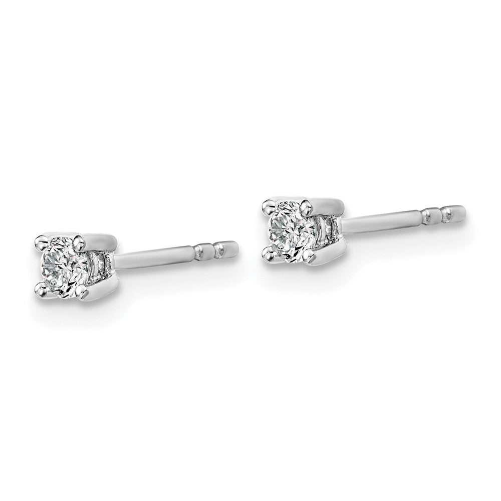 14k White Gold 1/5 carat Lab Grown Diamond VS+ F+ Round Complete Four Prong Heavyweight Stud Earrings