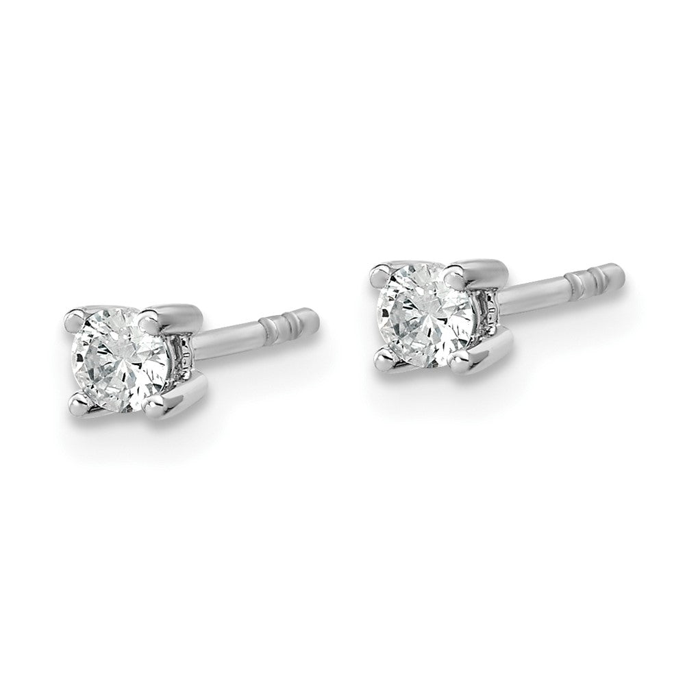 14k White Gold 1/5 carat Lab Grown Diamond VS/SI+ G+ Round Complete Four Prong Heavyweight Stud Earrings