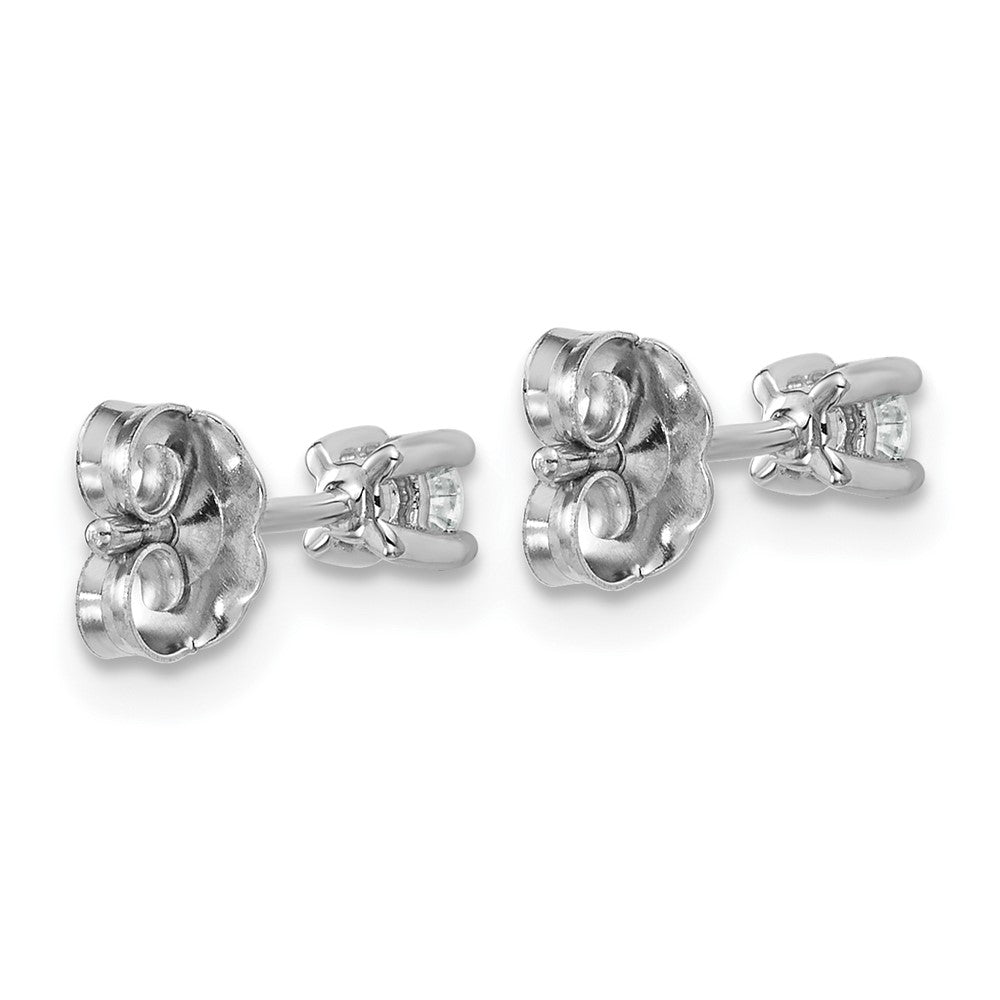 14k White Gold 1/5 carat Lab Grown Diamond VS+ F+ Round Complete Four Prong Heavyweight Stud Earrings