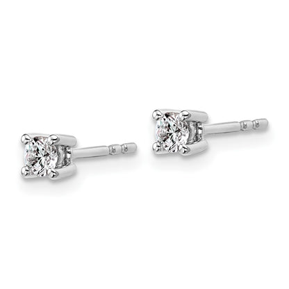 14k White Gold 1/4 carat Certified Lab Grown Diamond VS+ F+ Round Complete Four Prong Heavyweight Stud Earrings