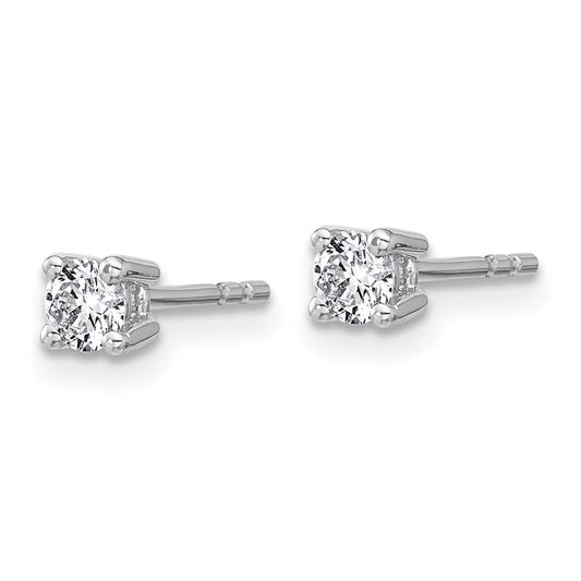 14k White Gold 1/3 carat Lab Grown Diamond VS+ F+ Round Complete Four Prong Heavyweight Stud Earrings