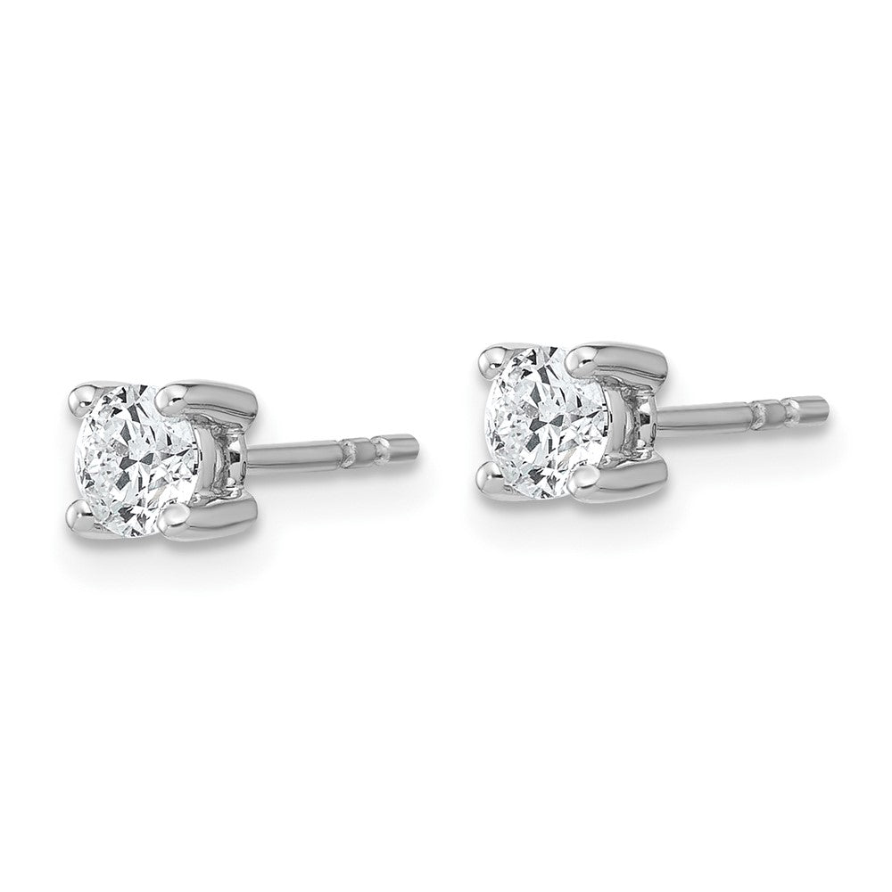 14k White Gold 1/2 carat Lab Grown Diamond VS/SI+ G+ Round Complete Four Prong Heavyweight Stud Earrings