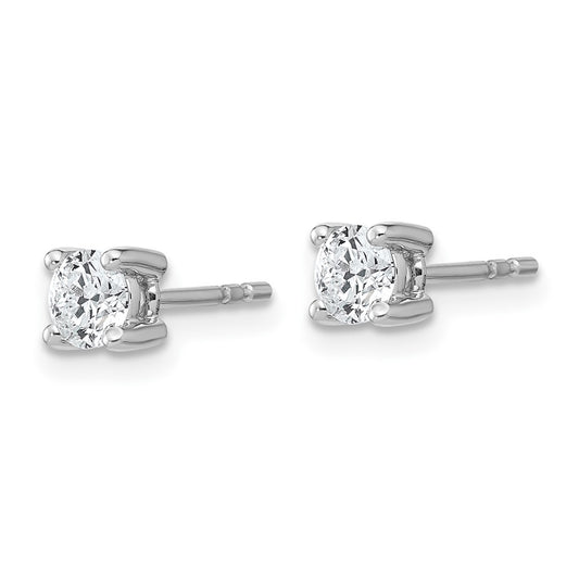 14k White Gold 1/2 carat Certified Lab Grown Diamond VS+ F+ Round Complete Four Prong Heavyweight Stud Earrings