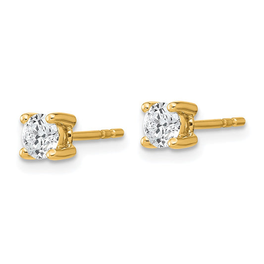 14k 1/2 carat Certified Lab Grown Diamond VS+ F+ Round Complete Four Prong Heavyweight Stud Earrings