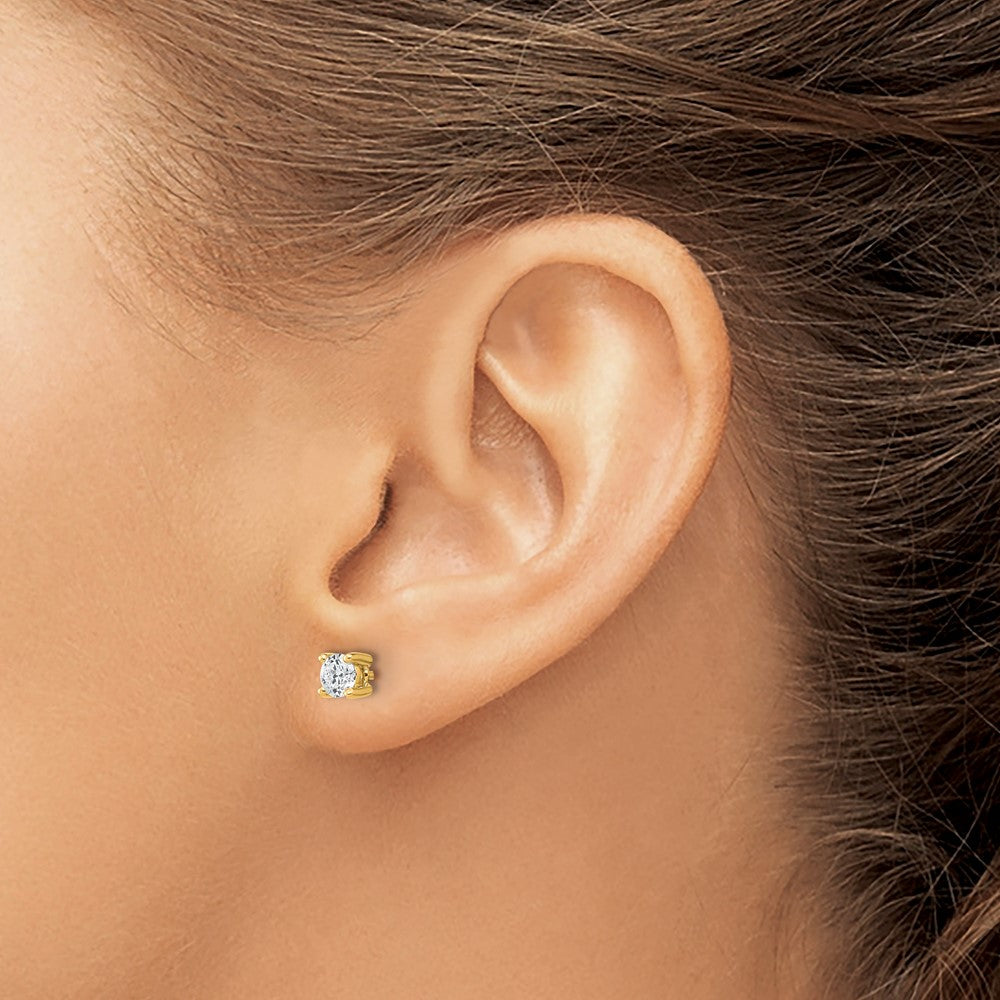 14k 1/2 carat Lab Grown Diamond VS+ F+ Round Complete Four Prong Heavyweight Stud Earrings