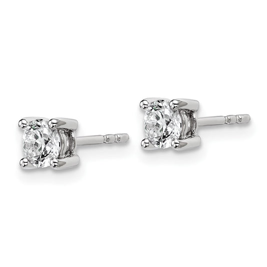 14k White Gold 5/8 carat Lab Grown Diamond VS+ F+ Round Complete Four Prong Heavyweight Stud Earrings