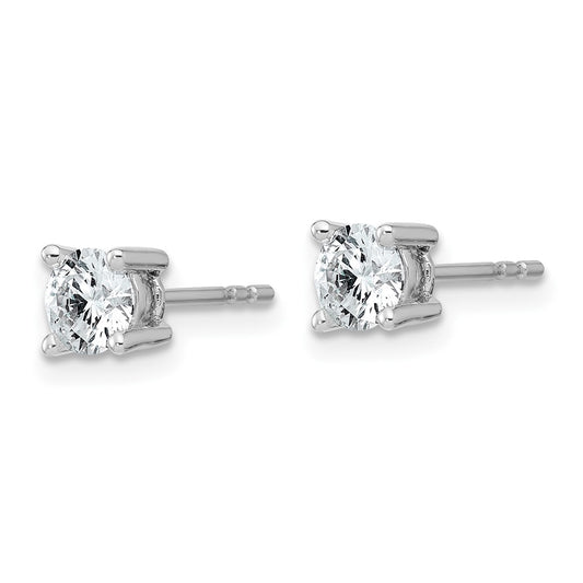 14k White Gold 3/4 carat Lab Grown Diamond VS+ F+ Round Complete Four Prong Heavyweight Stud Earrings
