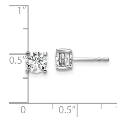 14k White Gold 1 carat Certified Lab Grown Diamond VS+ F+ Round Complete Four Prong Heavyweight Stud Earrings
