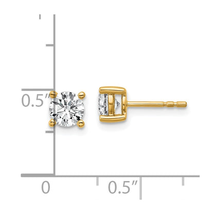 14k 1 carat Lab Grown Diamond VS/SI+ G+ Round Complete Four Prong Heavyweight Stud Earrings