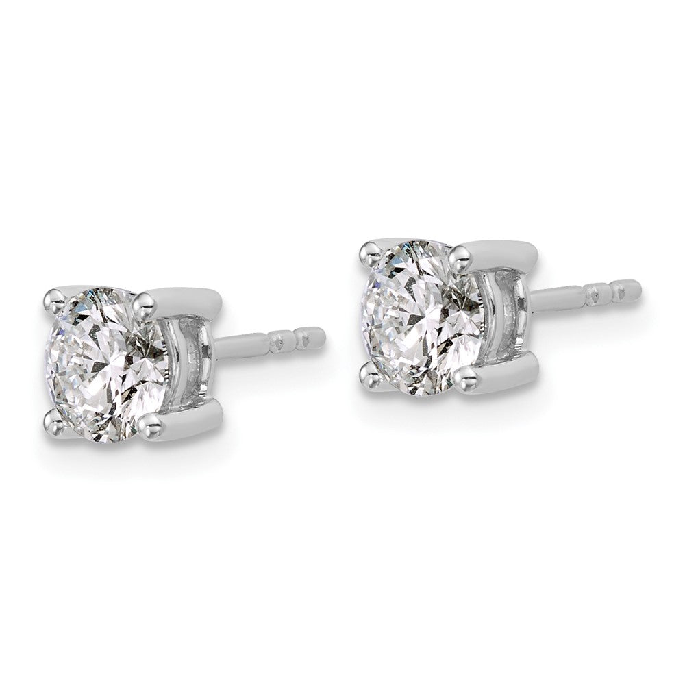 14k White Gold 1 3/4 carat Lab Grown Diamond VS/SI+ G+ Round Complete Four Prong Heavyweight Stud Earrings