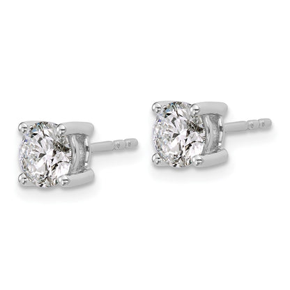 14k White Gold 1 1/2 carat Lab Grown Diamond VS/SI+ G+ Round Complete Four Prong Heavyweight Stud Earrings