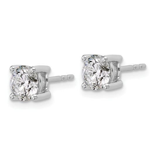 14k White Gold 1 1/2 carat Lab Grown Diamond VS/SI+ G+ Round Complete Four Prong Heavyweight Stud Earrings