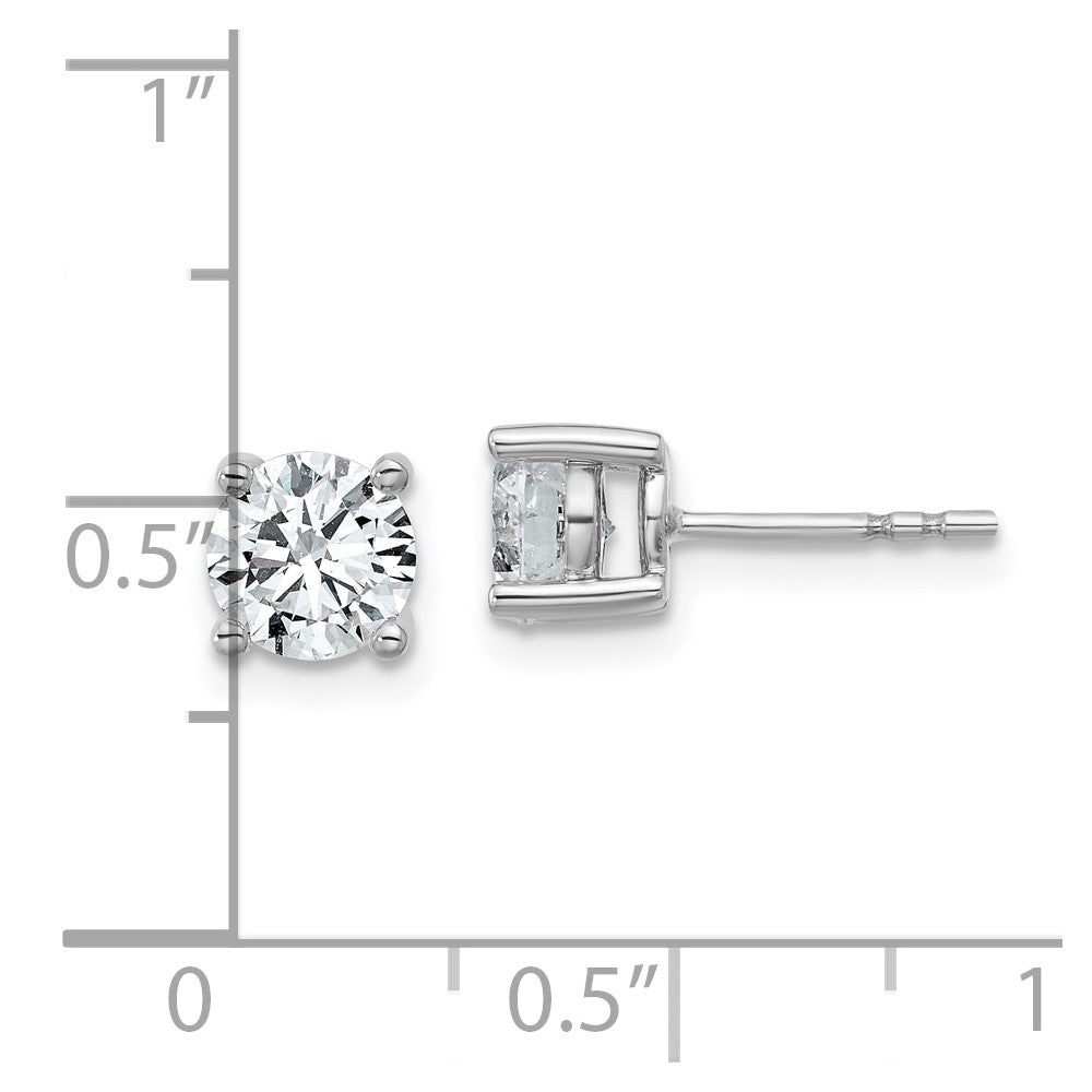 14k White Gold 1 3/4 carat Lab Grown Diamond VS/SI+ G+ Round Complete Four Prong Heavyweight Stud Earrings