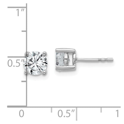 14k White Gold 1 3/4 carat Lab Grown Diamond VS/SI+ G+ Round Complete Four Prong Heavyweight Stud Earrings