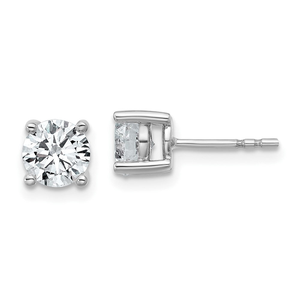 14k White Gold 1 3/4 carat Lab Grown Diamond VS/SI+ G+ Round Complete Four Prong Heavyweight Stud Earrings