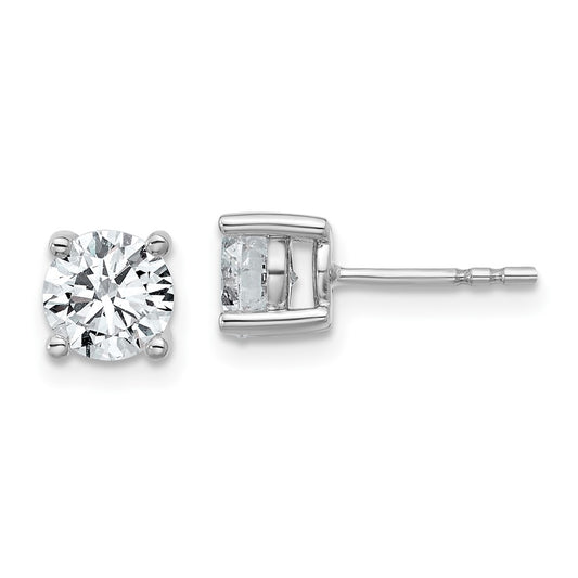 14k White Gold 1 3/4 carat Lab Grown Diamond VS/SI+ G+ Round Complete Four Prong Heavyweight Stud Earrings