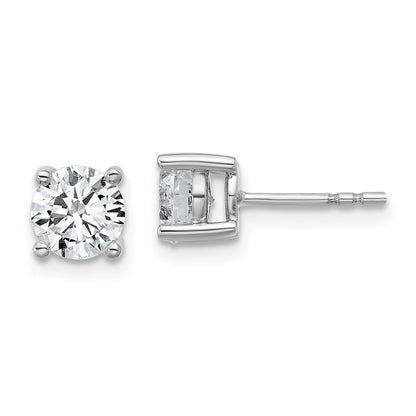 14k White Gold 1 1/2 carat Lab Grown Diamond VS/SI+ G+ Round Complete Four Prong Heavyweight Stud Earrings