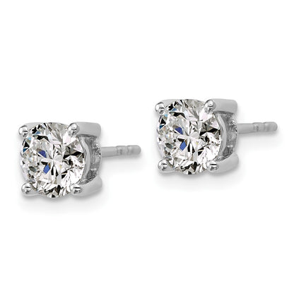 14k White Gold 2 carat Lab Grown Diamond VS/SI+ G+ Round Complete Four Prong Heavyweight Stud Earrings