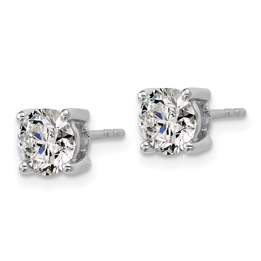 14k White Gold 2 carat Lab Grown Diamond VS/SI+ G+ Round Complete Four Prong Heavyweight Stud Earrings