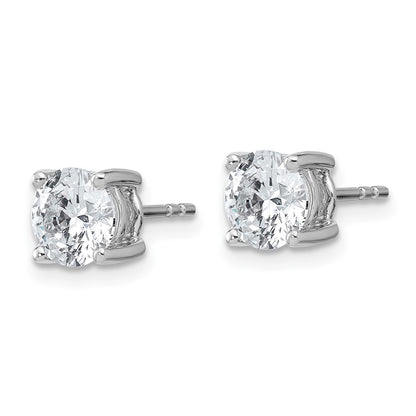 14k White Gold 2 carat Lab Grown Diamond VS+ F+ Round Complete Four Prong Heavyweight Stud Earrings
