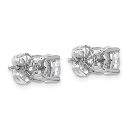 14k White Gold 2 carat Lab Grown Diamond VS+ F+ Round Complete Four Prong Heavyweight Stud Earrings