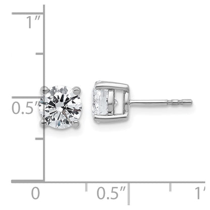 14k White Gold 2 carat Lab Grown Diamond VS/SI+ G+ Round Complete Four Prong Heavyweight Stud Earrings