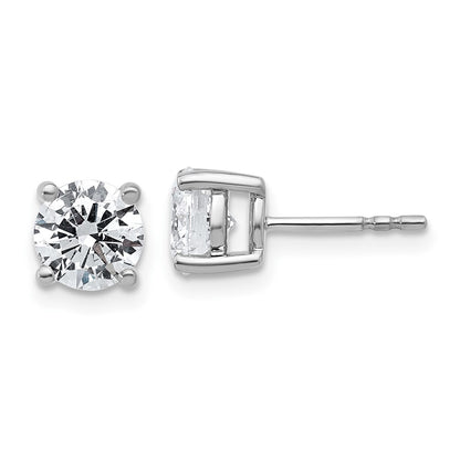 14k White Gold 2 carat Lab Grown Diamond VS/SI+ G+ Round Complete Four Prong Heavyweight Stud Earrings