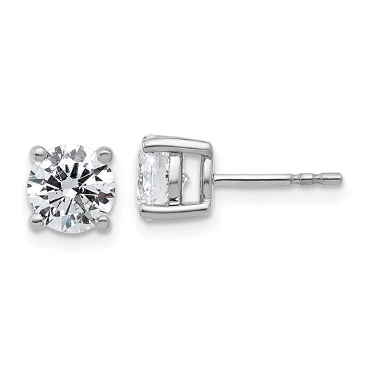 14k White Gold 2 carat Lab Grown Diamond VS/SI+ G+ Round Complete Four Prong Heavyweight Stud Earrings