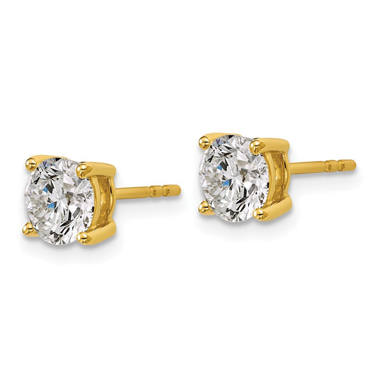 14k 2 carat Certified Lab Grown Diamond VS/SI+ G+ Round Complete Four Prong Heavyweight Stud Earrings