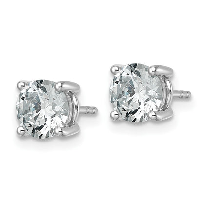 14k White Gold 2 1/2 carat Lab Grown Diamond VS/SI+ G+ Round Complete Four Prong Heavyweight Stud Earrings