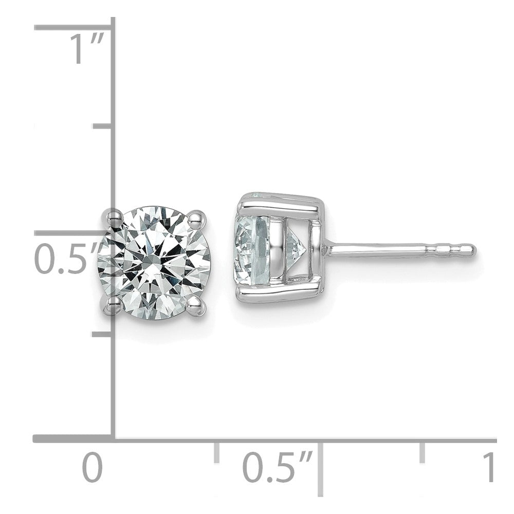 14k White Gold 2 1/2 carat Lab Grown Diamond VS+ F+ Round Complete Four Prong Heavyweight Stud Earrings