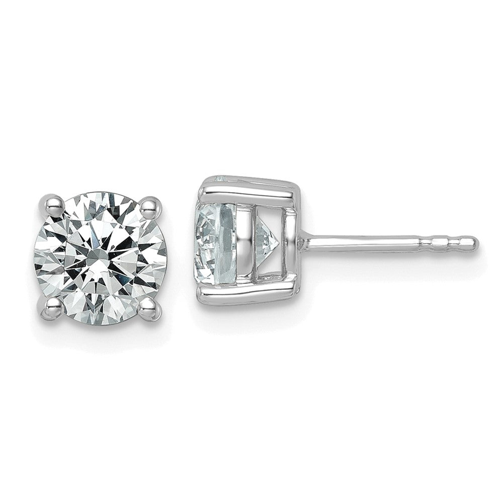 14k White Gold 2 1/2 carat Certified Lab Grown Diamond VS/SI+ G+ Round Complete Four Prong Heavyweight Stud Earrings