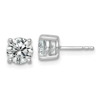 14k White Gold 2 1/2 carat Certified Lab Grown Diamond VS/SI+ G+ Round Complete Four Prong Heavyweight Stud Earrings