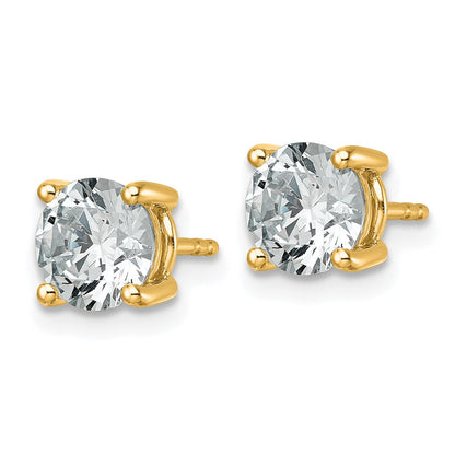14k 2 1/2 carat Certified Lab Grown Diamond VS+ F+ Round Complete Four Prong Heavyweight Stud Earrings