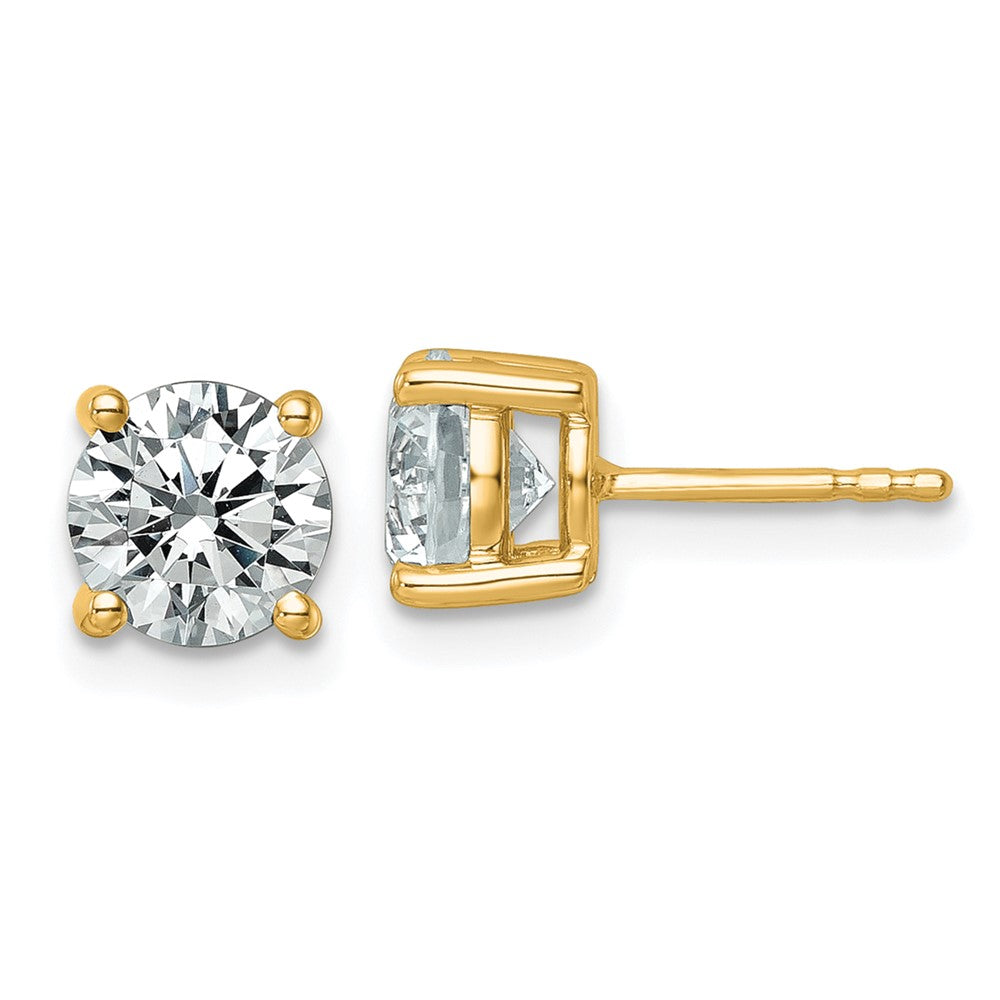 14k 2 1/2 carat Certified Lab Grown Diamond VS+ F+ Round Complete Four Prong Heavyweight Stud Earrings