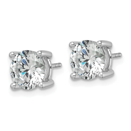 14k White Gold 3 carat Lab Grown Diamond VS/SI+ G+ Round Complete Four Prong Heavyweight Stud Earrings
