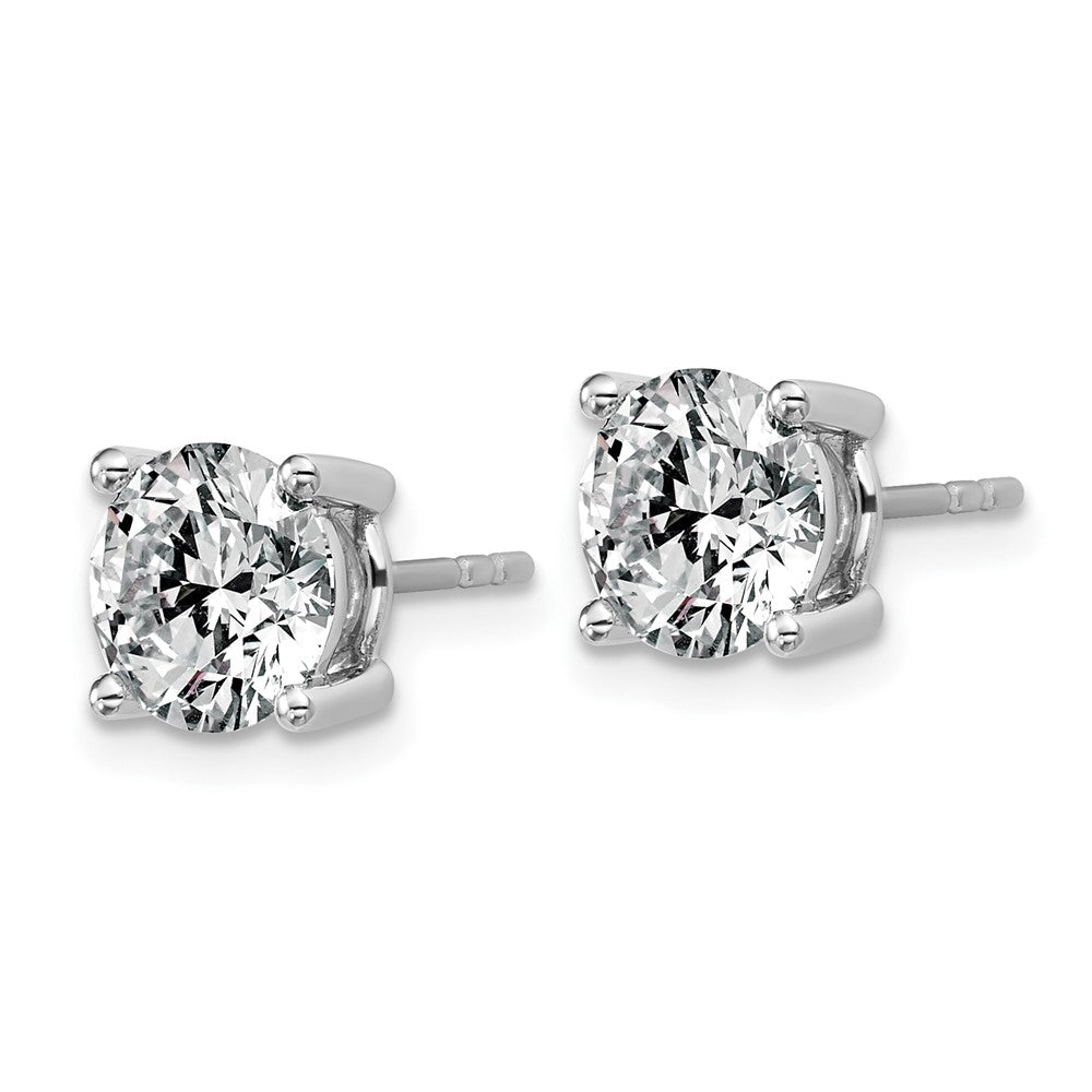 14k White Gold 3 carat Lab Grown Diamond VS+ F+ Round Complete Four Prong Heavyweight Stud Earrings