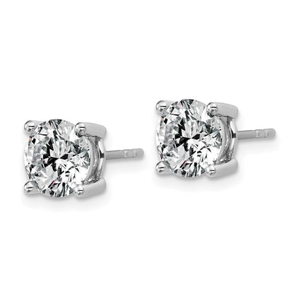 14k White Gold 3 carat Lab Grown Diamond VS+ F+ Round Complete Four Prong Heavyweight Stud Earrings