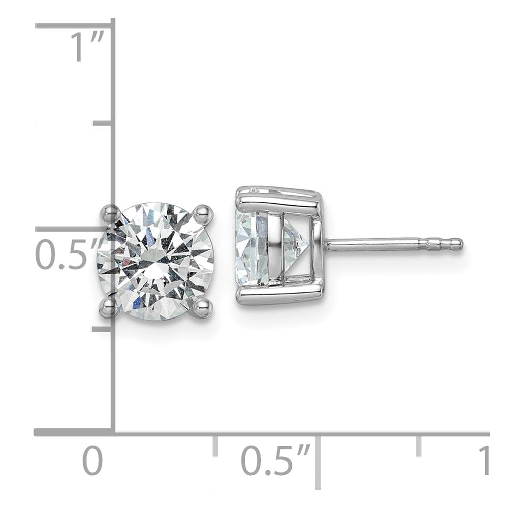 14k White Gold 3 carat Lab Grown Diamond VS+ F+ Round Complete Four Prong Heavyweight Stud Earrings