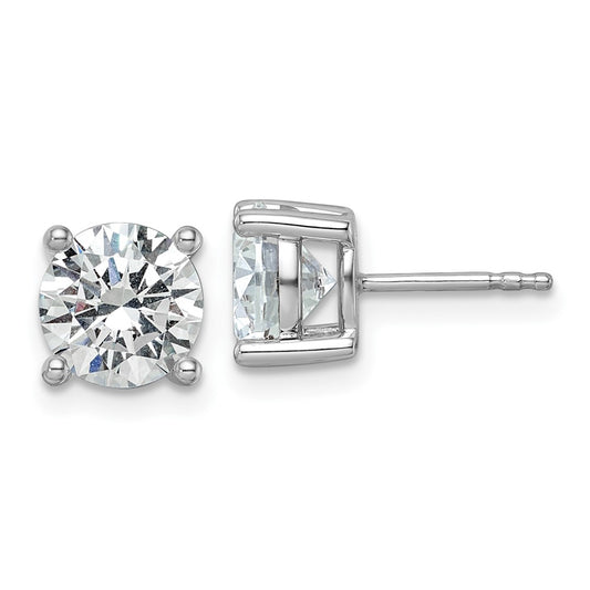 14k White Gold 3 carat Certified Lab Grown Diamond VS/SI+ G+ Round Complete Four Prong Heavyweight Stud Earrings