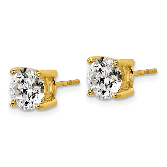 14k 3 carat Certified Lab Grown Diamond VS+ F+ Round Complete Four Prong Heavyweight Stud Earrings