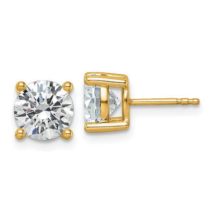 14k 3 carat Certified Lab Grown Diamond VS+ F+ Round Complete Four Prong Heavyweight Stud Earrings