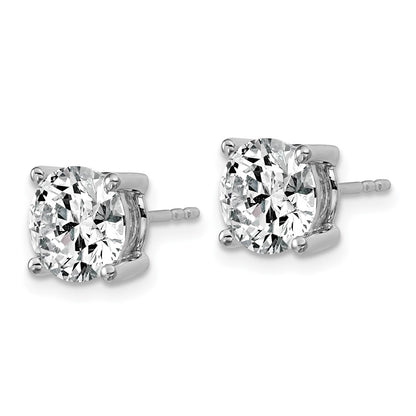 14k White Gold 4 carat Certified Lab Grown Diamond VS+ F+ Round Complete Four Prong Heavyweight Stud Earrings