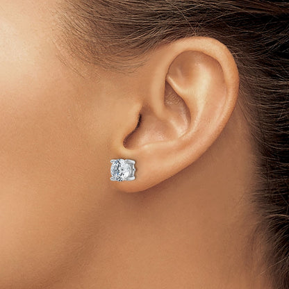 14k White Gold 4 carat Certified Lab Grown Diamond VS+ F+ Round Complete Four Prong Heavyweight Stud Earrings