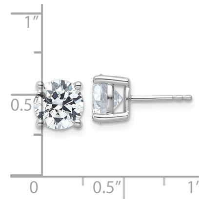 14k White Gold 4 carat Lab Grown Diamond VS/SI+ G+ Round Complete Four Prong Heavyweight Stud Earrings