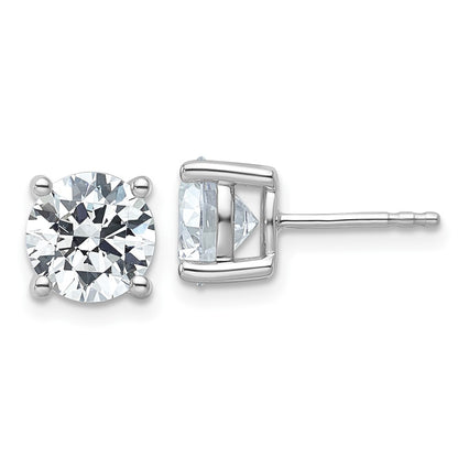 14k White Gold 4 carat Certified Lab Grown Diamond VS+ F+ Round Complete Four Prong Heavyweight Stud Earrings