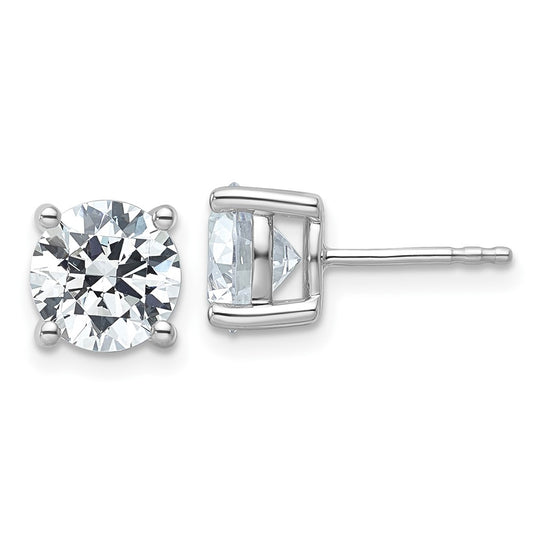 14k White Gold 4 carat Certified Lab Grown Diamond VS+ F+ Round Complete Four Prong Heavyweight Stud Earrings