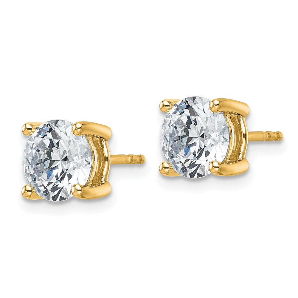 14k 4 carat Certified Lab Grown Diamond VS/SI+ G+ Round Complete Four Prong Heavyweight Stud Earrings